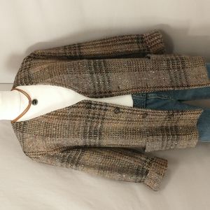Donegal Ireland Woven Wool Jacket Neutral Plaid Irish Handcrafts Quality Natural